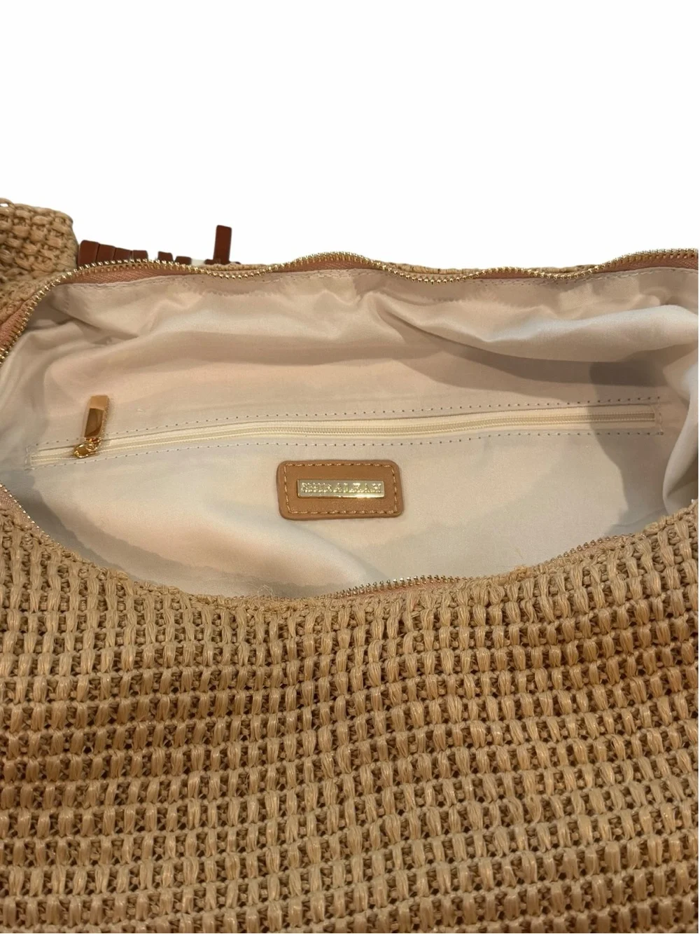 Shiraleah Chicago Tan Woven Hobo Shoulder Bag Anchor Keychain Large